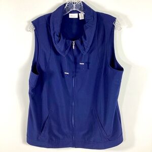 Chico’s‎ Weekend Athleisure Jacket Sleeveless Navy Blue Size 2 Full Zip